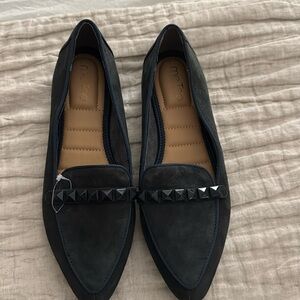 Blue suede flats. Size 7.5. Never worn